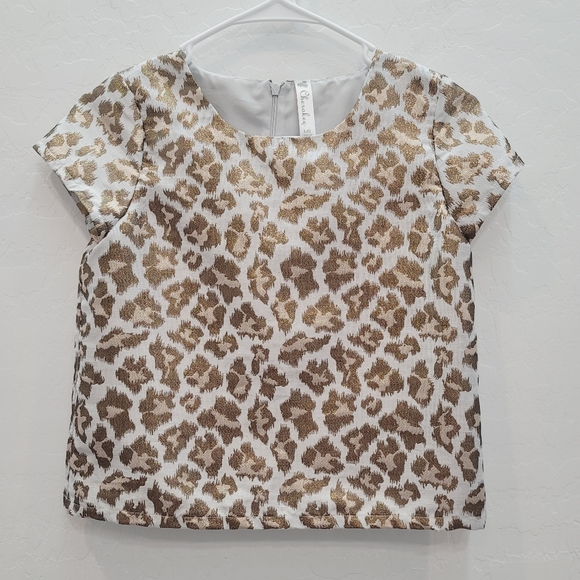 💕 Cherokee Metallic Animal Print Top Girls Size Large 10-12 - Picture 2 of 12